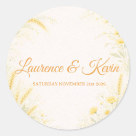 Sticker vierkant Elegant Botanisch Huwelijk