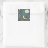 Sticker Vierkant Moonlit Bird op Bloeiende Tak (Tas)