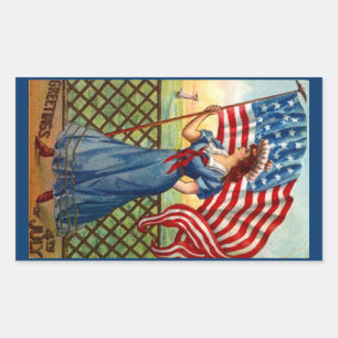 Sticker Vintage 4 juli Groet USA Flag Wave