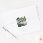 Sticker Vintage Auto Rood Wit Two-tone Beach (Envelop)