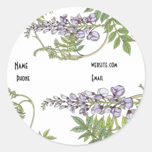 Sticker Vintage Lavendel Witte Bloemen (Voorkant)