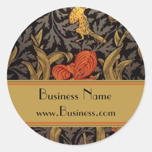 Sticker Vintage Print William Morris Zwart 2 (Voorkant)
