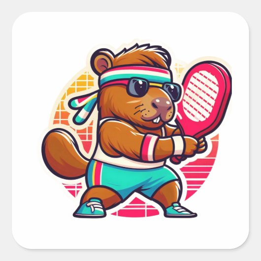 Sticker Vinyl Capybara Pickleball Speler - Sty (Voorkant)