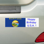 Sticker vlag Montana, Happy Birthday U.S.A.! (Op auto)