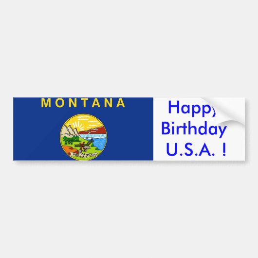 Sticker vlag Montana, Happy Birthday U.S.A.! (Voorkant)