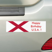 Sticker Vlag van Alabama, Happy Birthday U.S.A.! (Op auto)