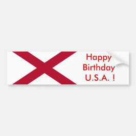 Sticker Vlag van Alabama, Happy Birthday U.S.A.!