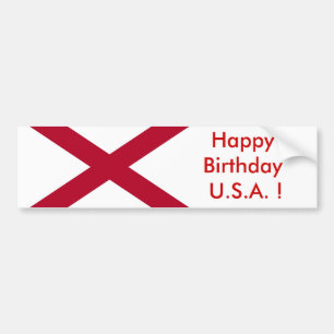 Sticker Vlag van Alabama, Happy Birthday U.S.A.!