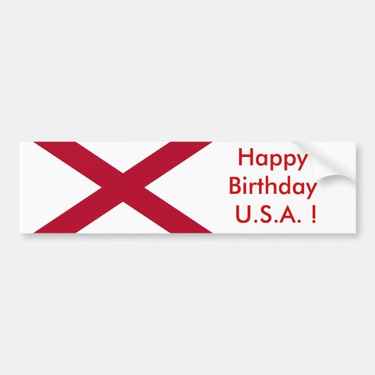 Sticker Vlag van Alabama, Happy Birthday U.S.A.! (Voorkant)