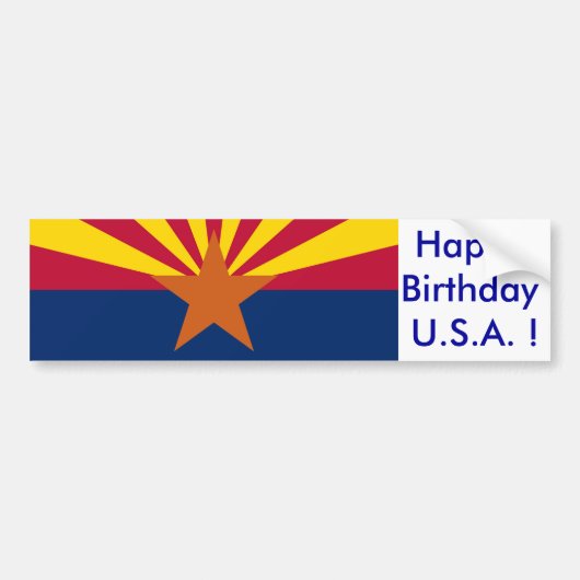 Sticker Vlag van Arizona, Happy Birthday U.S.A.! (Voorkant)