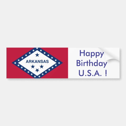 Sticker Vlag van Arkansas, Happy Birthday U.S.A.! (Voorkant)