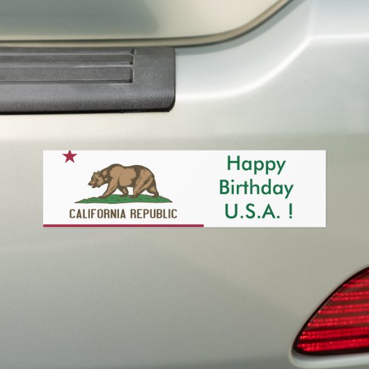 Sticker Vlag van Californië, Happy Birthday U.S.A. (Op auto)