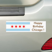 Sticker Vlag van Chicago, Happy Birthday U.S.A.! (Op auto)