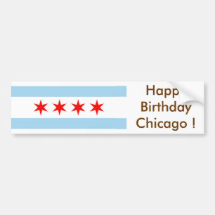 Sticker Vlag van Chicago, Happy Birthday U.S.A.!