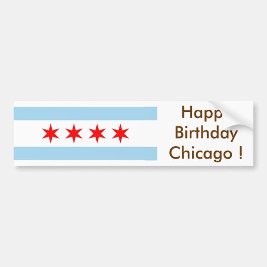 Sticker Vlag van Chicago, Happy Birthday U.S.A.! (Voorkant)