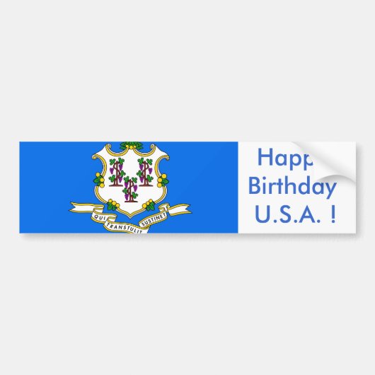 Sticker vlag van Connecticut, Happy Birthday U.S.A (Voorkant)