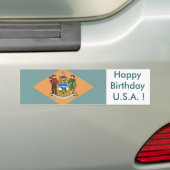 Sticker vlag van Delaware, Happy Birthday U.S.A.! (Op auto)