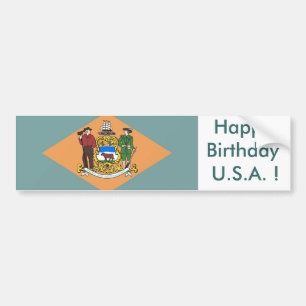 Sticker vlag van Delaware, Happy Birthday U.S.A.!