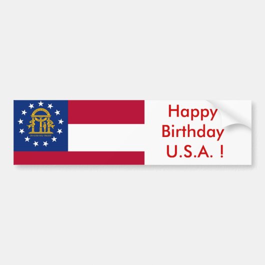 Sticker Vlag van Georgia, Happy Birthday VS! (Voorkant)
