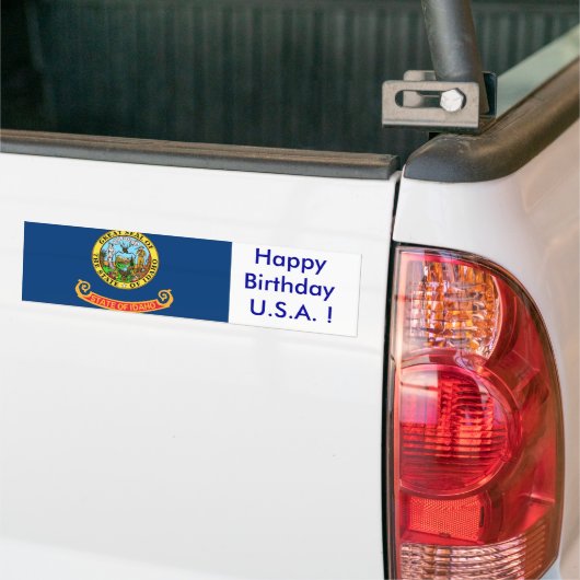 Sticker Vlag van Idaho, Happy Birthday U.S.A.! (Op Truck)