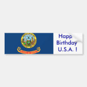 Sticker Vlag van Idaho, Happy Birthday U.S.A.! (Voorkant)