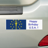 Sticker Vlag van Indiana, Happy Birthday U.S.A.! (Op auto)