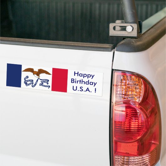 Sticker Vlag van Iowa, Happy Birthday U.S.A.! (Op Truck)