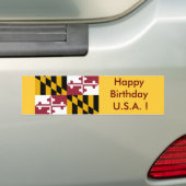 Sticker Vlag van Maryland, Happy Birthday U.S.A.! (Op auto)