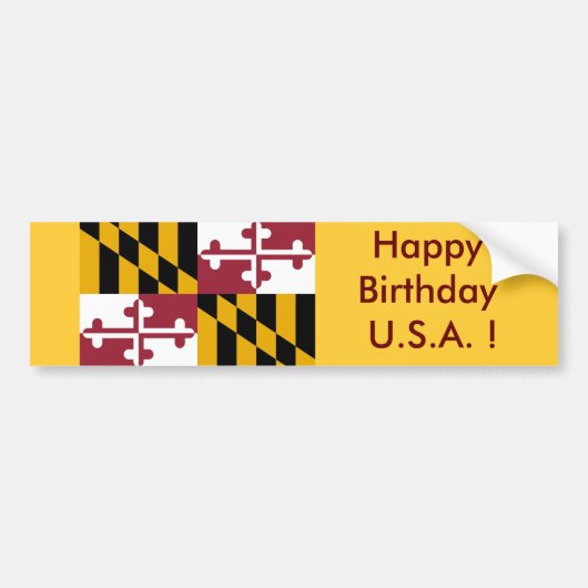 Sticker Vlag van Maryland, Happy Birthday U.S.A.! (Voorkant)