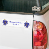 Sticker Vlag van Massachuset, Happy Birthday U.S.A (Op Truck)