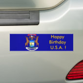 Sticker Vlag van Michigan, Happy Birthday U.S.A.! (Op auto)