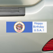 Sticker Vlag van Minnesota, Happy Birthday U.S.A.! (Op auto)
