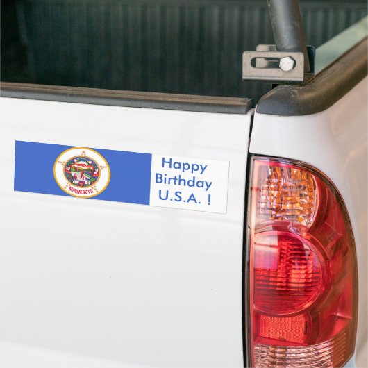 Sticker Vlag van Minnesota, Happy Birthday U.S.A.! (Op Truck)