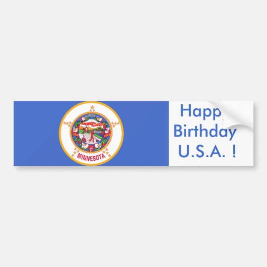 Sticker Vlag van Minnesota, Happy Birthday U.S.A.! (Voorkant)