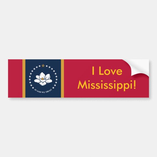 Sticker Vlag van Mississippi State, VS (Voorkant)