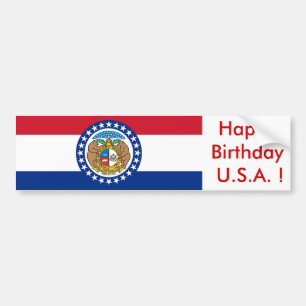 Sticker Vlag van Missouri, Happy Birthday U.S.A.!