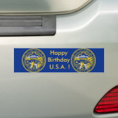 Sticker Vlag van Nebraska, Happy Birthday U.S.A.! (Op auto)
