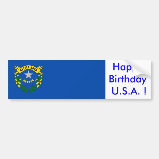 Sticker Vlag van Nevada, Happy Birthday U.S.A.! (Voorkant)