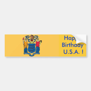 Sticker Vlag van New Jersey, Happy Birthday U.S.A.