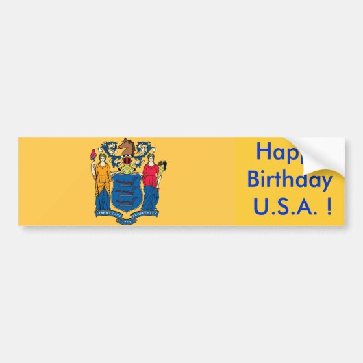 Sticker Vlag van New Jersey, Happy Birthday U.S.A. (Voorkant)