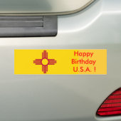 Sticker Vlag van New Mexico, Happy Birthday U.S.A. (Op auto)