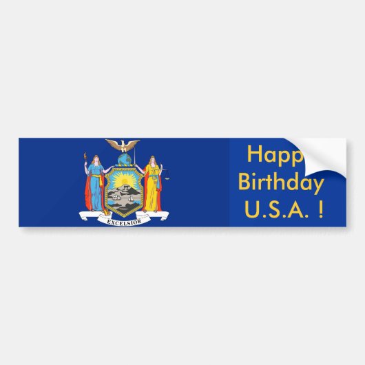 Sticker Vlag van New York, Happy Birthday VS! (Voorkant)