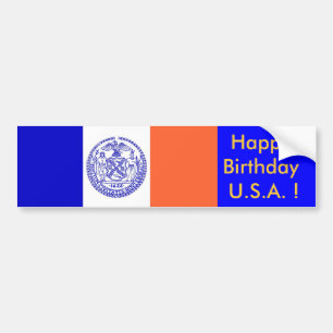 Sticker Vlag van New York, Happy Birthday VS!