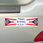 Sticker Vlag van Ohio, Happy Birthday U.S.A.! (Op auto)
