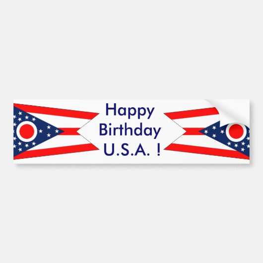 Sticker Vlag van Ohio, Happy Birthday U.S.A.! (Voorkant)