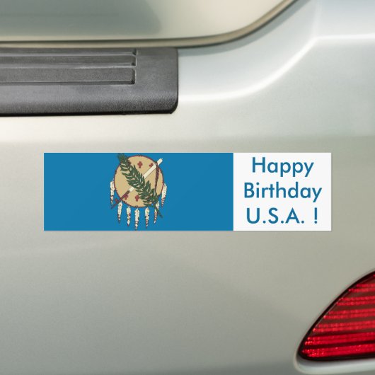 Sticker Vlag van Oklahoma, Happy Birthday U.S.A.! (Op auto)