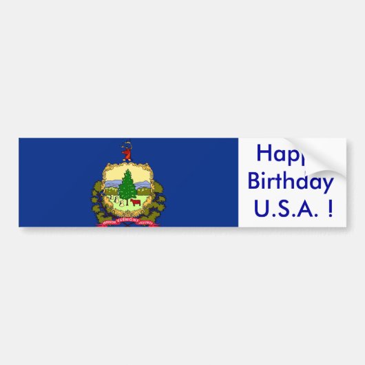 Sticker Vlag van Vermont, Happy Birthday U.S.A.! (Voorkant)