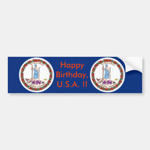 Sticker Vlag van Virginia, Happy Birthday U.S.A.!
