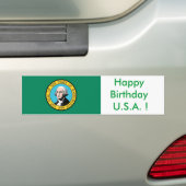 Sticker Vlag van Washington, Happy Birthday U.S.A. (Op auto)