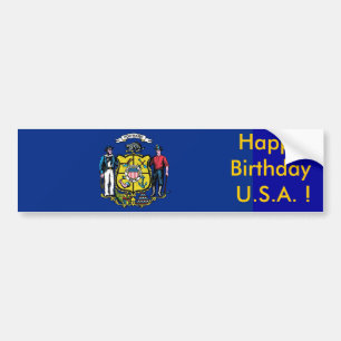 Sticker Vlag van Wisconsin, Happy Birthday U.S.A.!